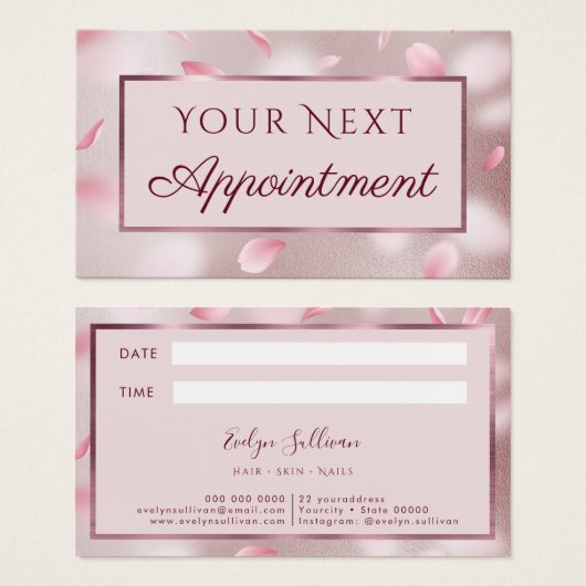 Flower Petals Faux Folie Appointment Card Visitekaartje (Voorkant /achterkant)