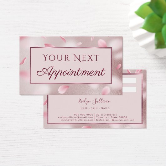 Flower Petals Faux Folie Appointment Card Visitekaartje (Bureau)