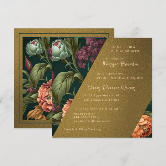 Flower Petals Gold Bridal Shower Kaart (Voorkant / Achterkant)