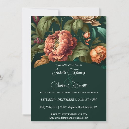 Flower Petals Wedding Invitation Kaart (Voorkant)