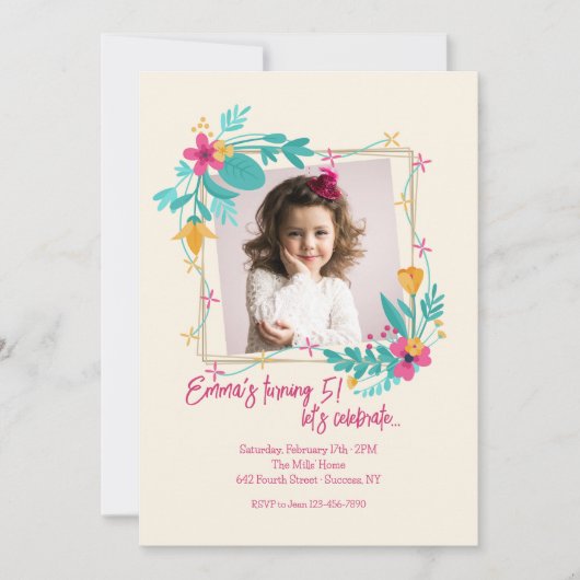 Flower Photo Frame for Girls Kaart (Voorkant)