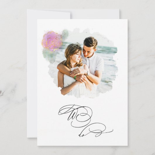 *~* Flower PHOTO RSVP + QR AR6 ROOS bruiloft invit Kaart (Voorkant)