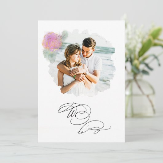 *~* Flower PHOTO RSVP + QR AR6 ROOS bruiloft invit Kaart (Staand voorkant)