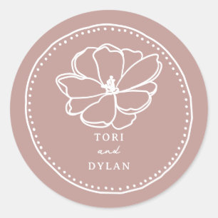 Flower Pink Wedding Ronde Sticker