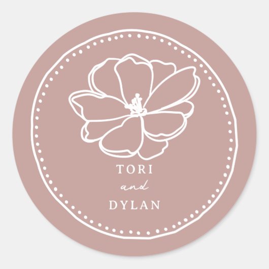 Flower Pink Wedding Ronde Sticker (Voorkant)