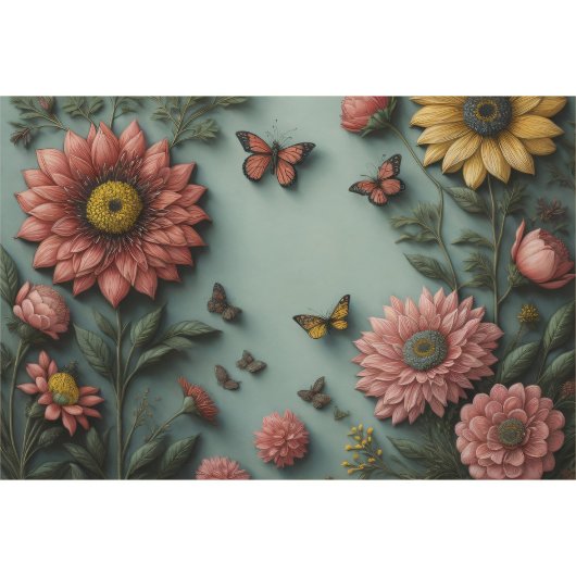 Flower poem postcard 5 geblinddoekte paper tissuepapier