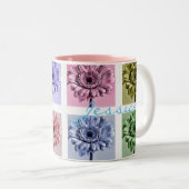 Flower Pop Art Pattern Personalised Tweekleurige Koffiemok (Voorkant rechts)