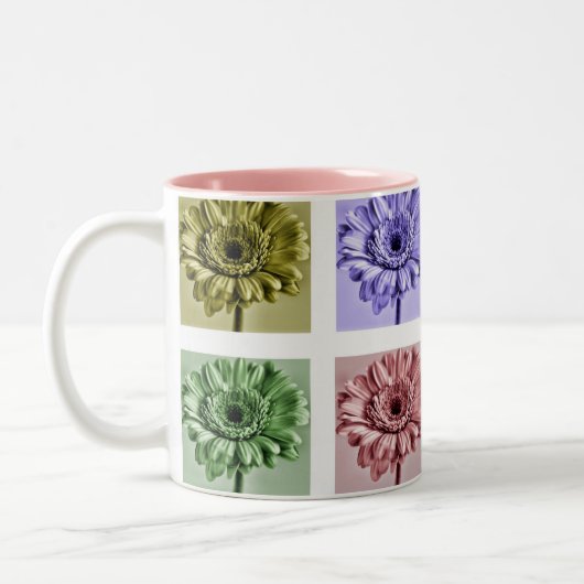 Flower Pop Art Pattern Personalised Tweekleurige Koffiemok (Links)