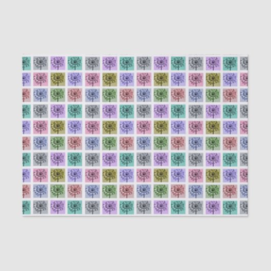 Flower Pop Art Squares Tissuepapier (Voorkant)