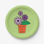 Flower Pot Paarse Daisies Personalized Papieren Bordje (Voorkant)