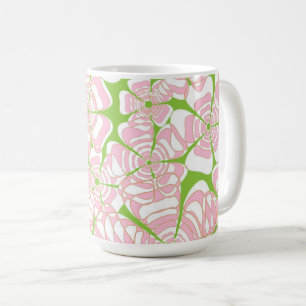 Flower Power 1 roze, groen, Sinaasappel, bruine ac Koffiemok