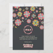 Flower Power 70's Retro Groovy Wedding Photo Bedankkaart (Achterkant)