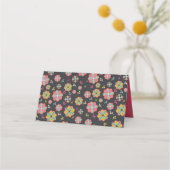 Flower Power 70's Retro Mooie Trouwfeest Plaatskaartje (Achterkant)