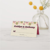 Flower Power 70's Retro Mooie Trouwfeest Plaatskaartje (Voorkant)