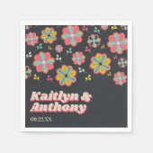 Flower Power 70's Retro Mooie Trouwfeest Servet (Voorkant)