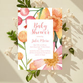 Flower Power Baby shower Invitation Kaart