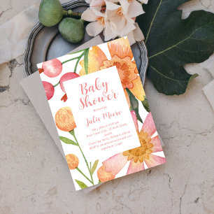 Flower Power Baby shower Invitation Kaart