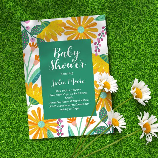 Flower Power-Baby shower Kaart