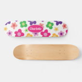 Flower Power Bloemkleurig Paars & RozeMaatwerk Persoonlijk Skateboard (Horizontaal)