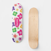 Flower Power Bloemkleurig Paars & RozeMaatwerk Persoonlijk Skateboard (Voorkant)