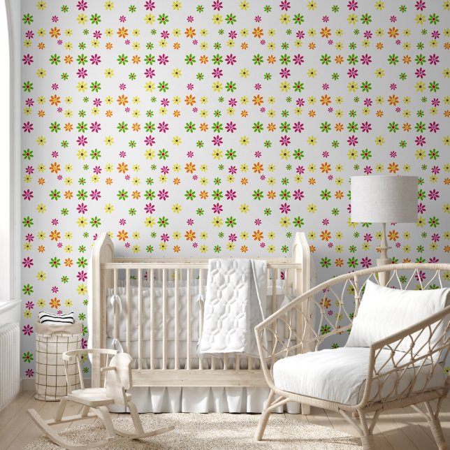 Flower Power Bloesem naadloos patroon 2 Behang (Kinderen)