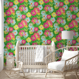 Flower Power Bloesems naadloos patroon 4 Behang