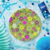Flower Power Bright Green Papieren Bordje (Feest)