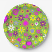 Flower Power Bright Green Papieren Bordje (Voorkant)