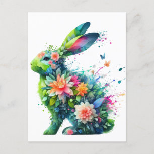 Flower Power Bunny Rabbit Briefkaart