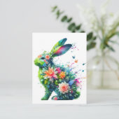Flower Power Bunny Rabbit Briefkaart (Staand voorkant)
