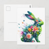 Flower Power Bunny Rabbit Briefkaart (Voorkant / Achterkant)