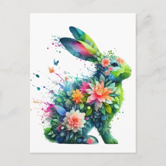 Flower Power Bunny Rabbit Briefkaart (Voorkant)