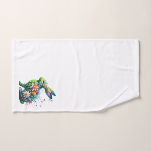 Flower Power Bunny Rabbit Handdoek (Handdoek)