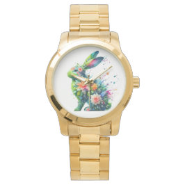Flower Power Bunny Rabbit Horloge