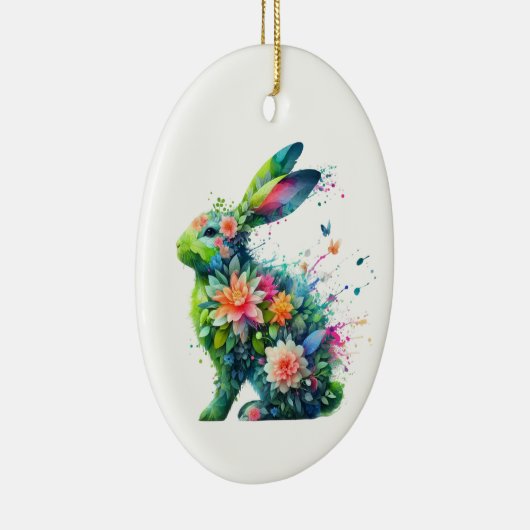 Flower Power Bunny Rabbit Keramisch Ornament (Rechts)