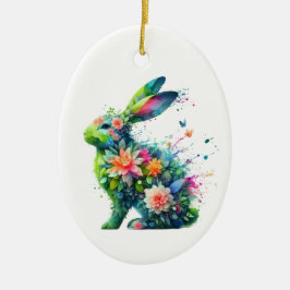 Flower Power Bunny Rabbit Keramisch Ornament