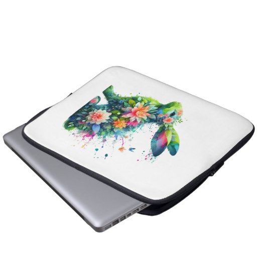 Flower Power Bunny Rabbit Laptop Sleeve (Voorkant onderkant)