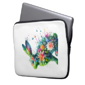 Flower Power Bunny Rabbit Laptop Sleeve (Voorkant Links)