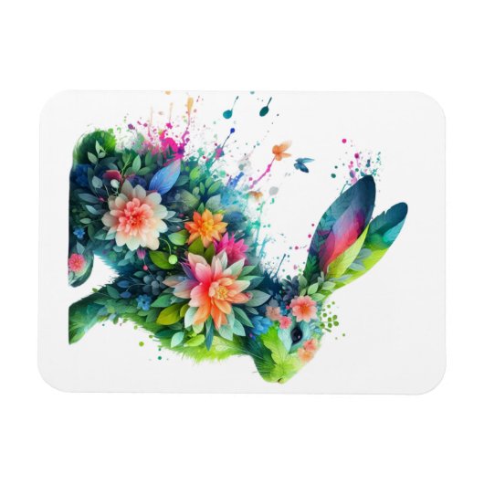 Flower Power Bunny Rabbit Magneet (Horizontaal)