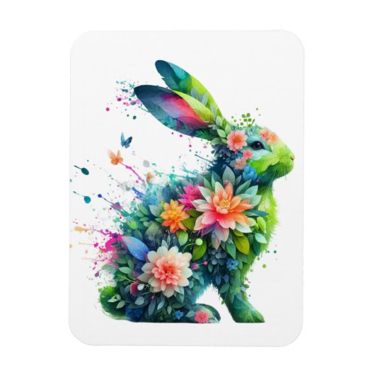 Flower Power Bunny Rabbit Magneet (Verticaal)