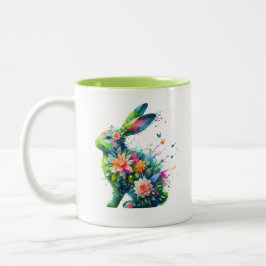 Flower Power Bunny Rabbit Tweekleurige Koffiemok