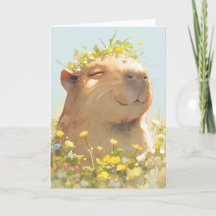 Flower Power Capybara Kaart