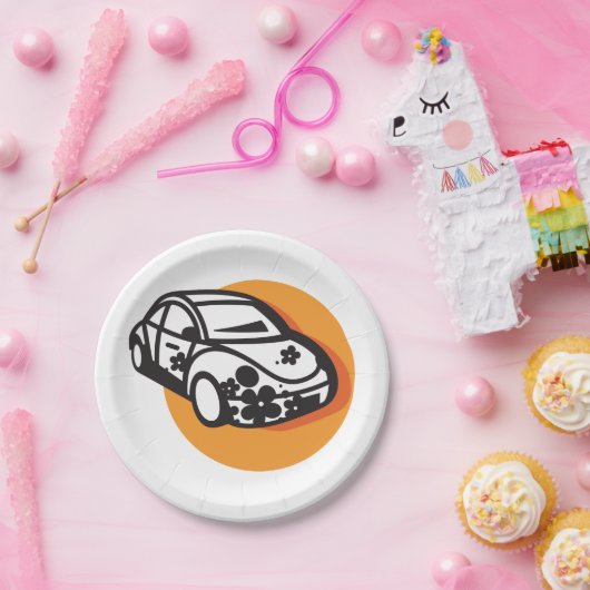 Flower Power Car Schattigee Hippie-stijl Papieren Bordje (Feest)