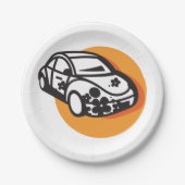 Flower Power Car Schattigee Hippie-stijl Papieren Bordje (Voorkant)