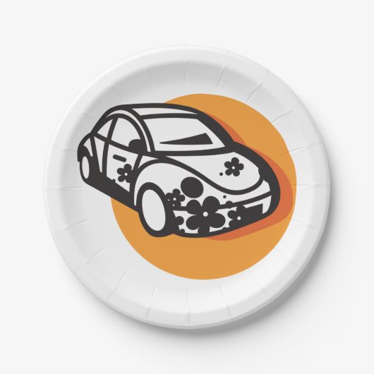 Flower Power Car Schattigee Hippie-stijl Papieren Bordje (Voorkant)