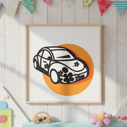 Flower Power Car Schattigee Hippie-stijl Poster