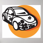 Flower Power Car Schattigee Hippie-stijl Poster (Voorkant)
