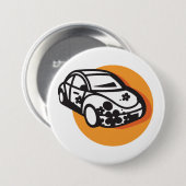 Flower Power Car Schattigee Hippie-stijl Ronde Button 7,6 Cm (Voorkant /achterkant)