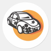 Flower Power Car Schattigee Hippie-stijl Ronde Sticker (Voorkant)