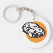 Flower Power Car Schattigee Hippie-stijl Sleutelhanger (Voorkant)